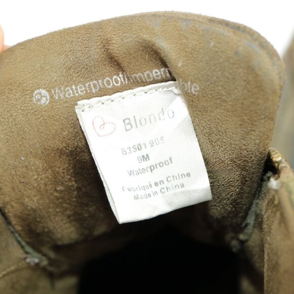 Blondo Womens Glenda Boot Size 9 Waterproof Camo Green Suede Hidden Wedge Heel - Picture 11 of 12